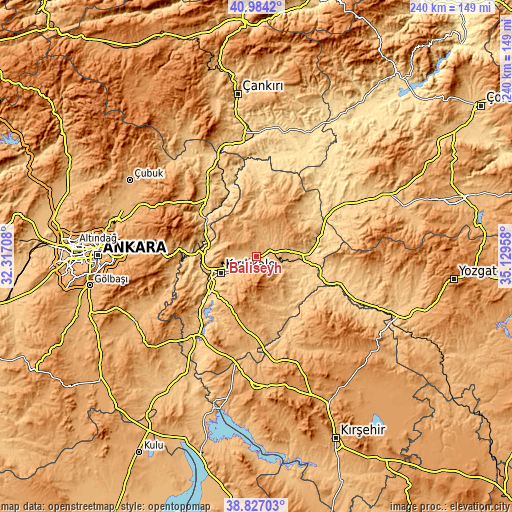 Topographic map of Balışeyh