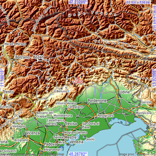 Topographic map of Claut