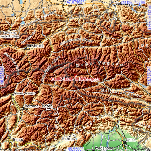 Topographic map of Sankt Jakob in Defereggen