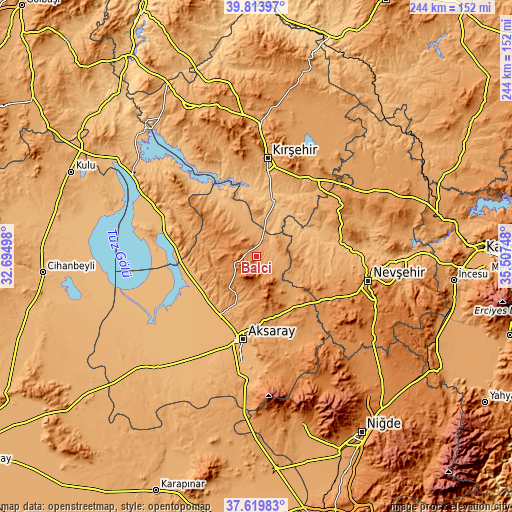 Topographic map of Balcı