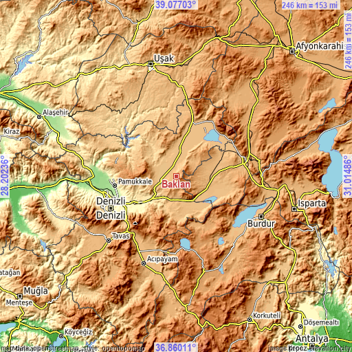 Topographic map of Baklan