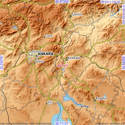 Topographic map of Bahşılı