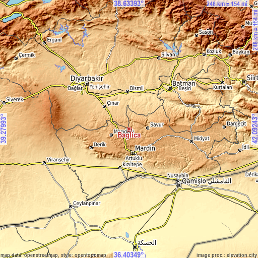 Topographic map of Bağlıca