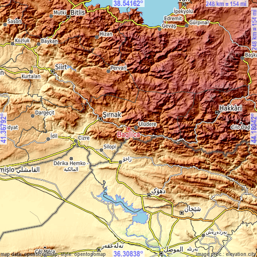 Topographic map of Bağlıca