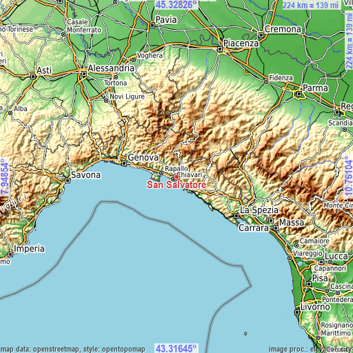 Topographic map of San Salvatore