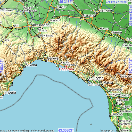 Topographic map of Cogorno