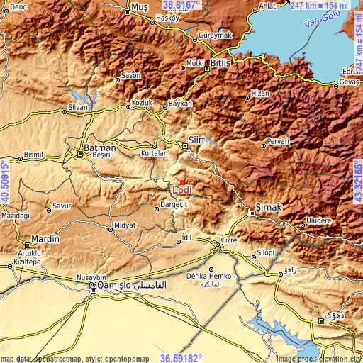 Topographic map of Lodi