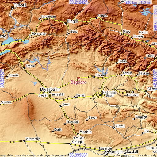 Topographic map of Bağdere