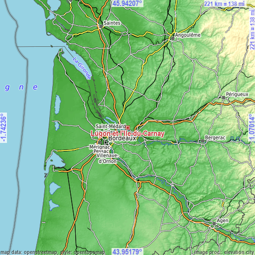 Topographic map of Lugon-et-l'Île-du-Carnay