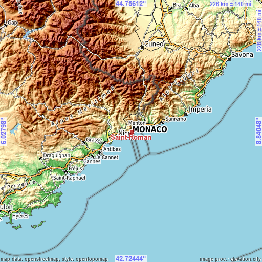 Topographic map of Saint-Roman