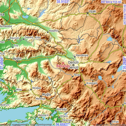Topographic map of Babadağ
