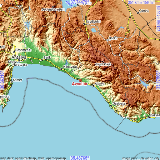 Topographic map of Avsallar