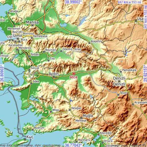 Topographic map of Atça