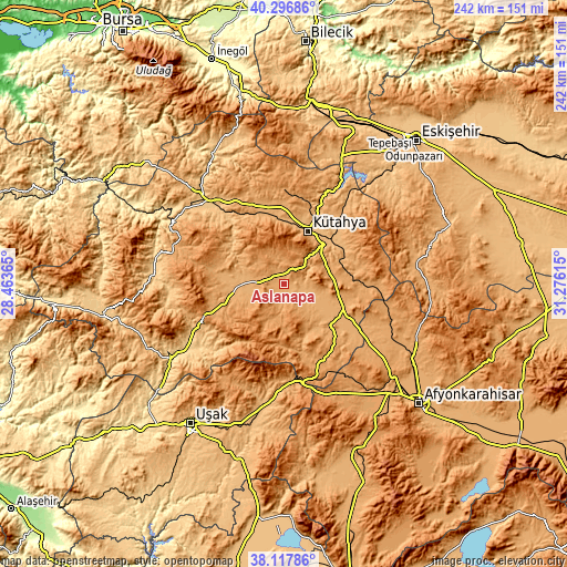 Topographic map of Aslanapa