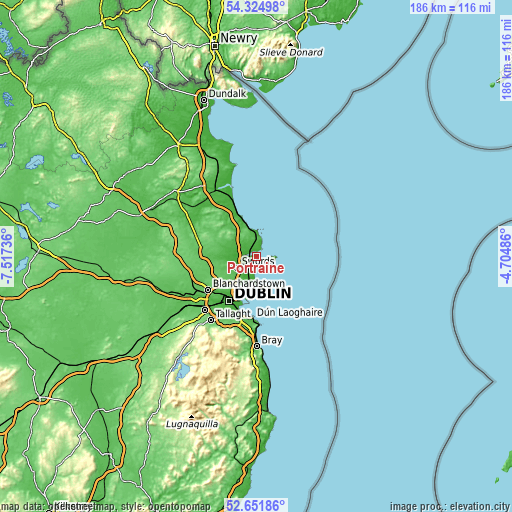 Topographic map of Portraine