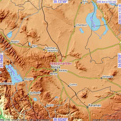 Topographic map of Aşağıpınarbaşı