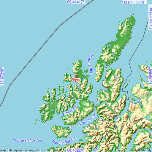 Topographic map of Myre