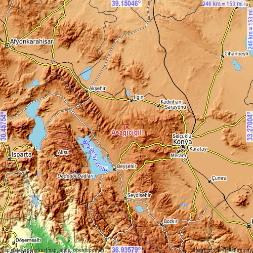 Topographic map of Aşağıçiğil