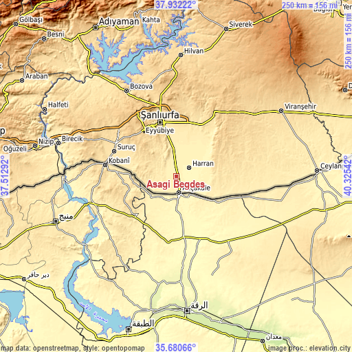 Topographic map of Aşağı Beğdeş