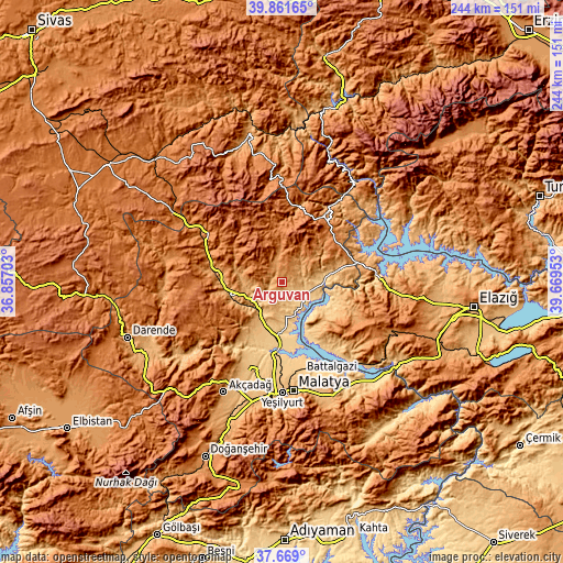 Topographic map of Arguvan