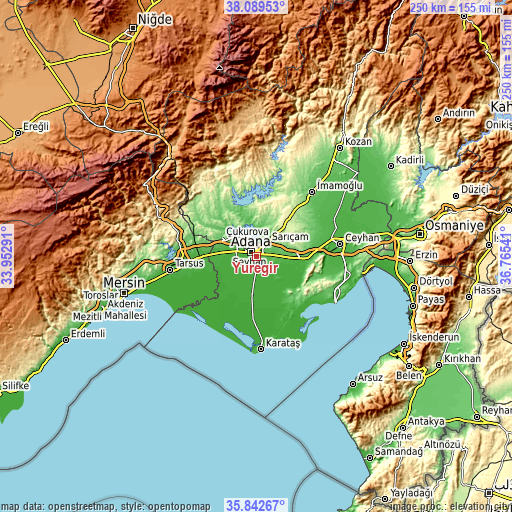 Topographic map of Yüreğir