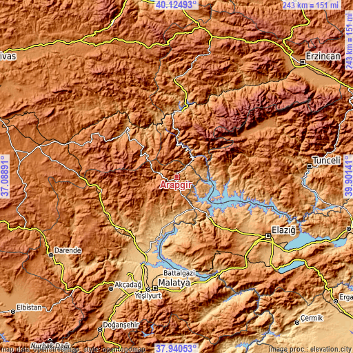 Topographic map of Arapgir