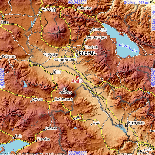 Topographic map of Aralık