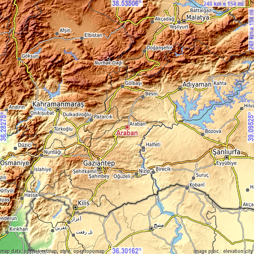 Topographic map of Araban