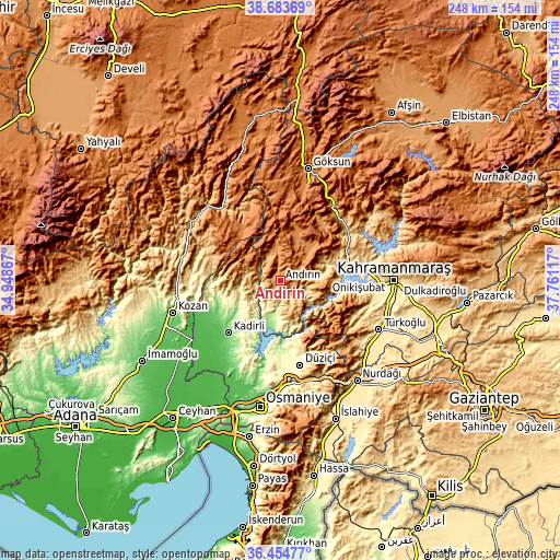 Topographic map of Andırın