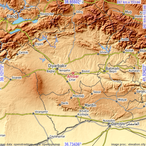 Topographic map of Ambar
