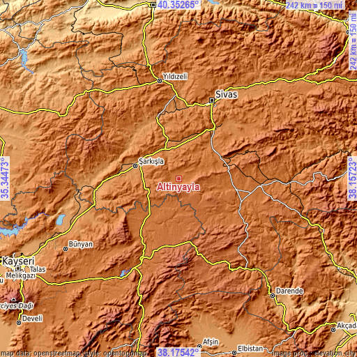 Topographic map of Altınyayla