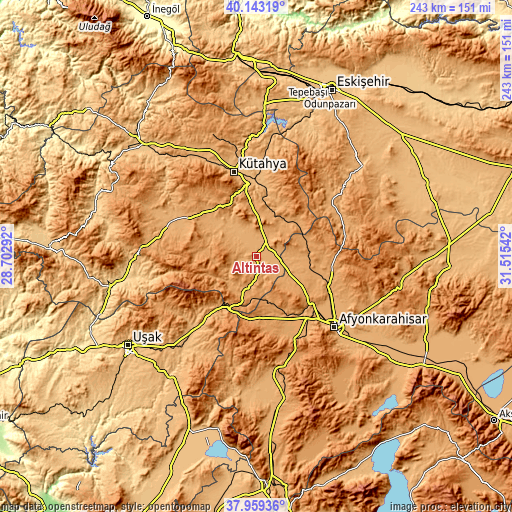Topographic map of Altıntaş