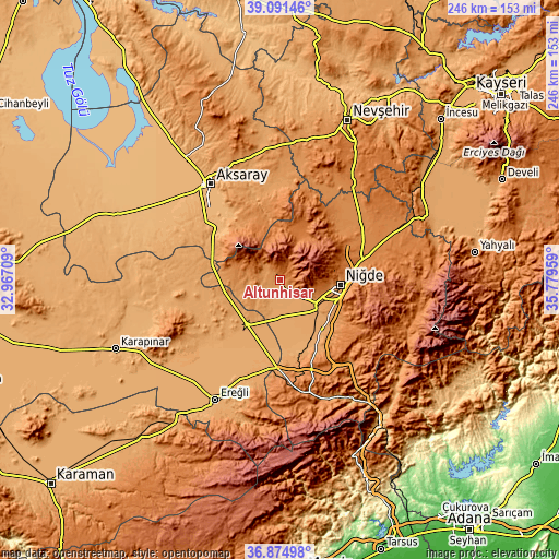 Topographic map of Altunhisar