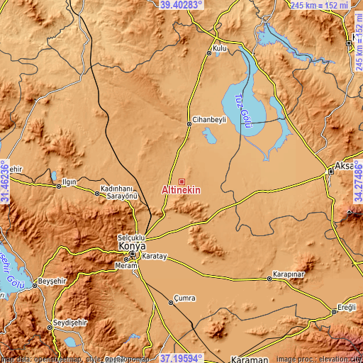 Topographic map of Altınekin