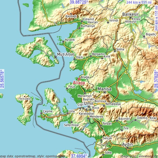 Topographic map of Aliağa