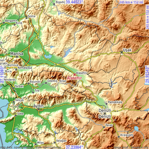 Topographic map of Alaşehir