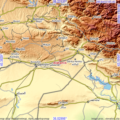 Topographic map of Alakamış