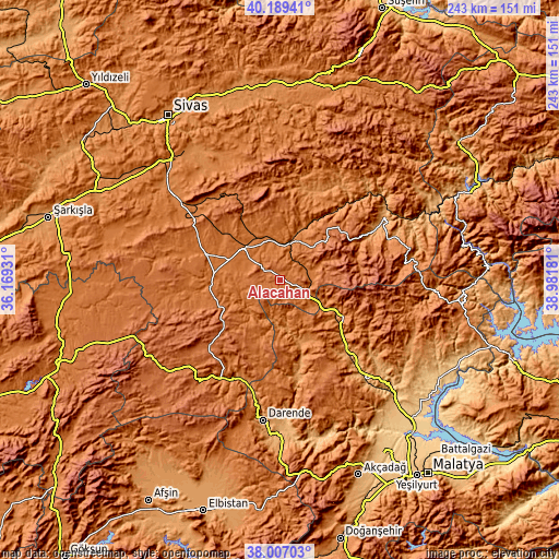 Topographic map of Alacahan