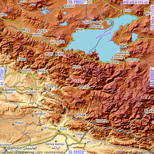 Topographic map of Akşar