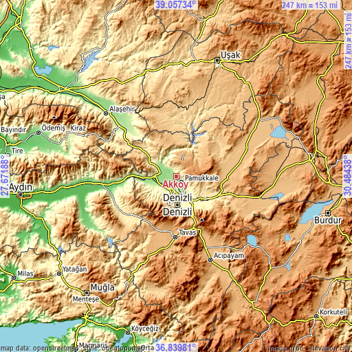 Topographic map of Akköy