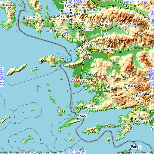 Topographic map of Akköy