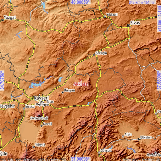 Topographic map of Akkışla