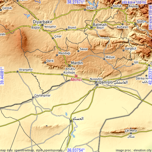 Topographic map of Akıncı