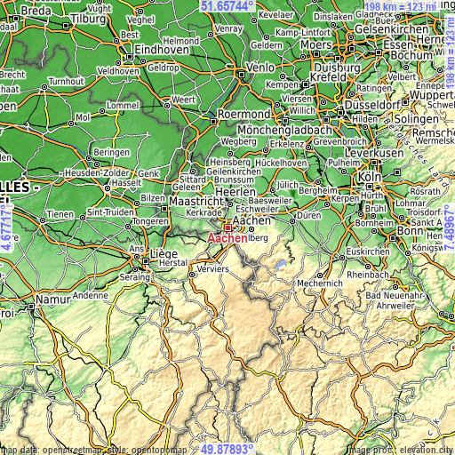 Topographic map of Aachen
