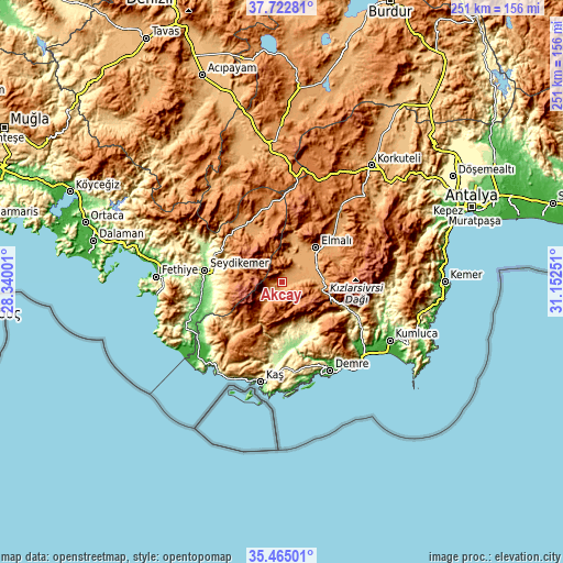 Topographic map of Akçay