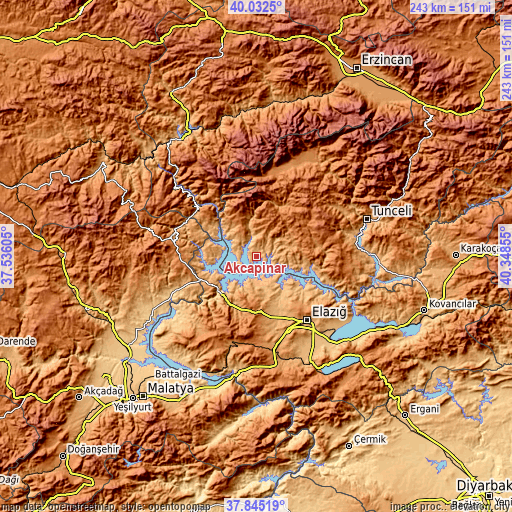 Topographic map of Akçapınar