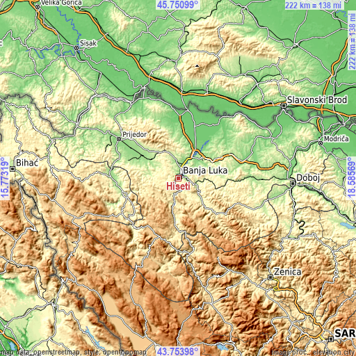 Topographic map of Hiseti