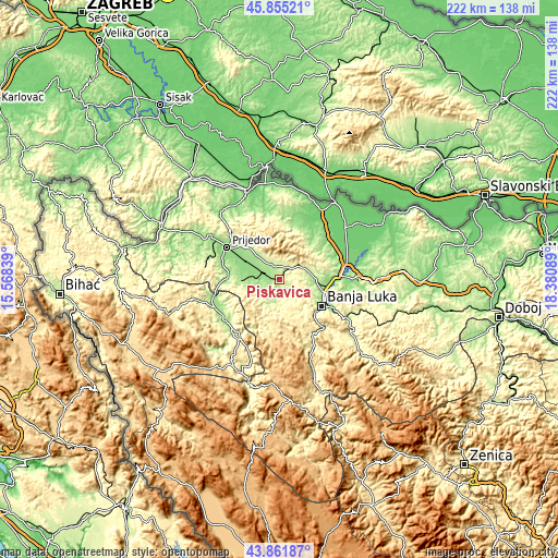 Topographic map of Piskavica