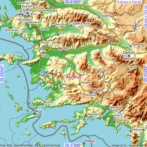 Topographic map of Akçaova