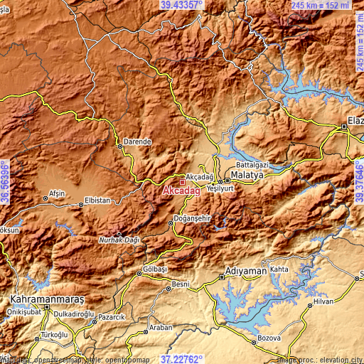 Topographic map of Akçadağ